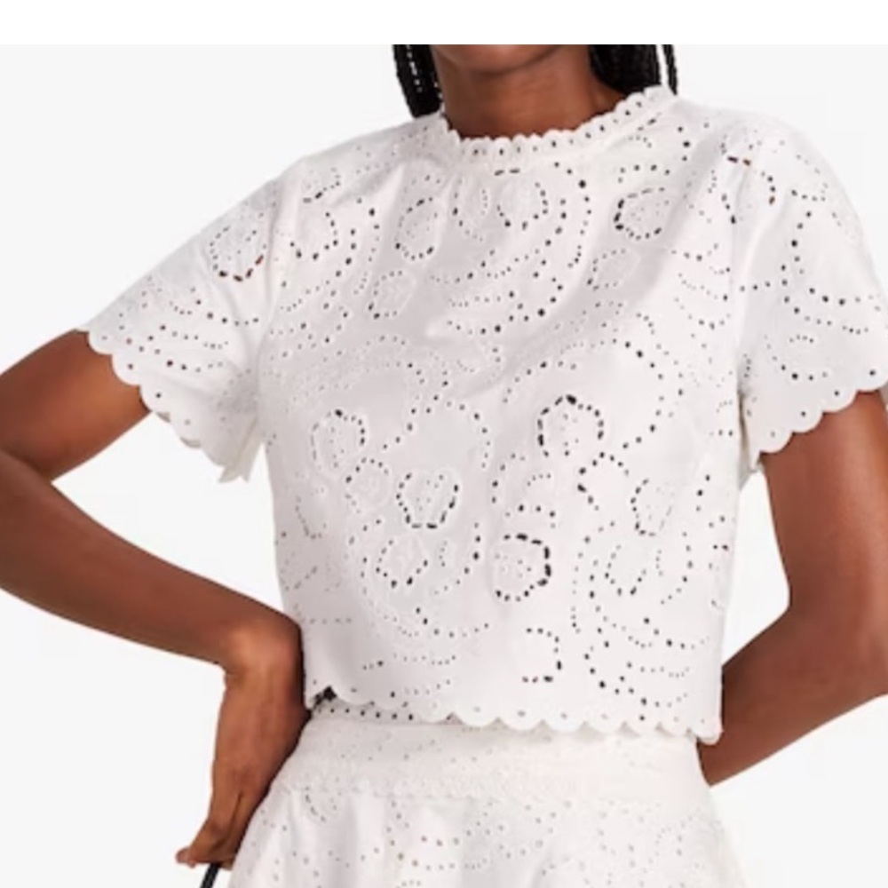 Kate Spade Floral Embroidered Cutwork Top, 8